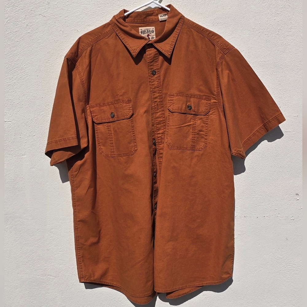 Red Head Brand Co Button Up Shirt Short Sleeve Brown XL